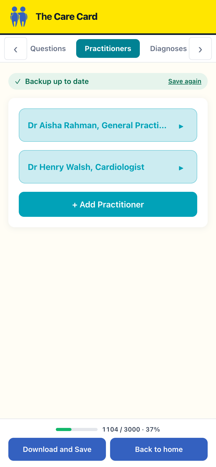 Appointments, reminders and your calendar in The Care Card