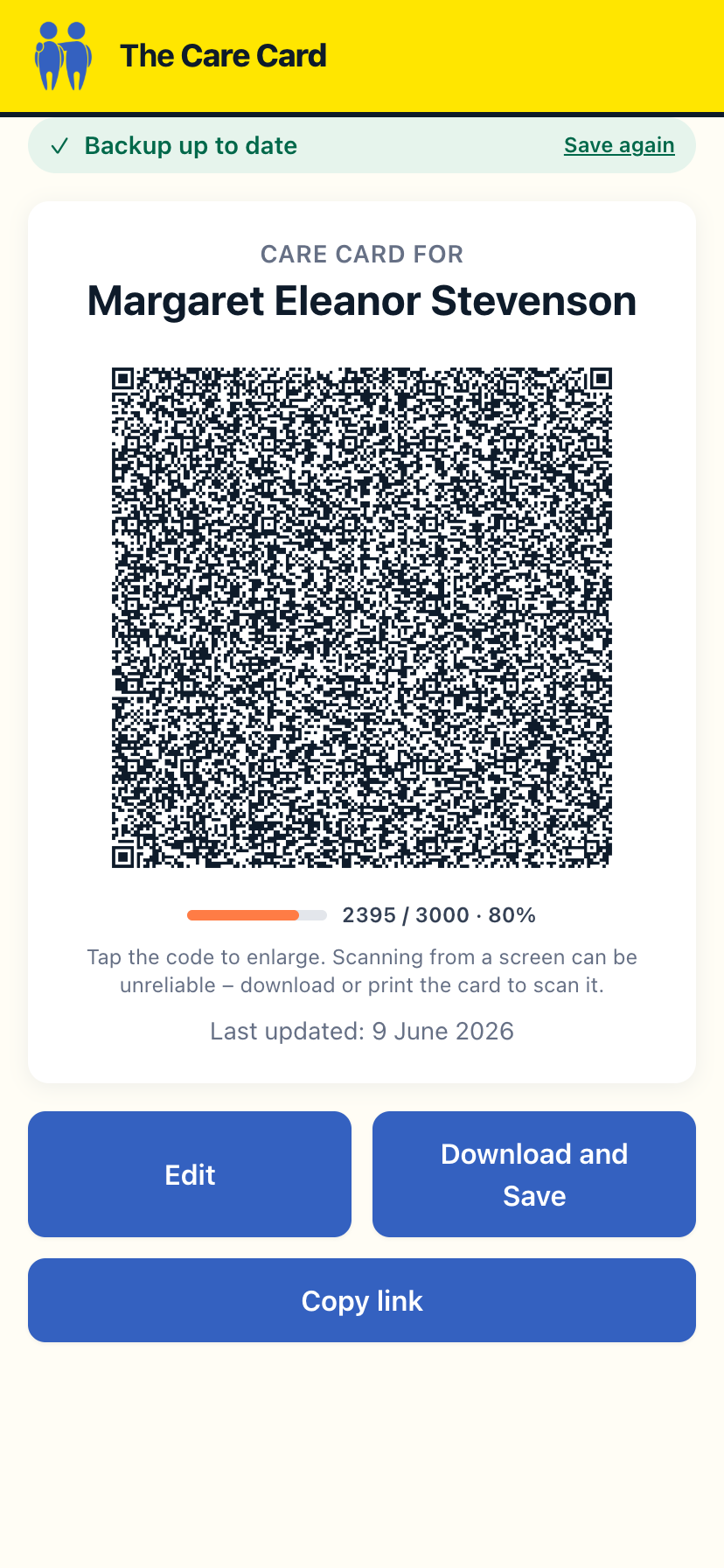 The Care Card app